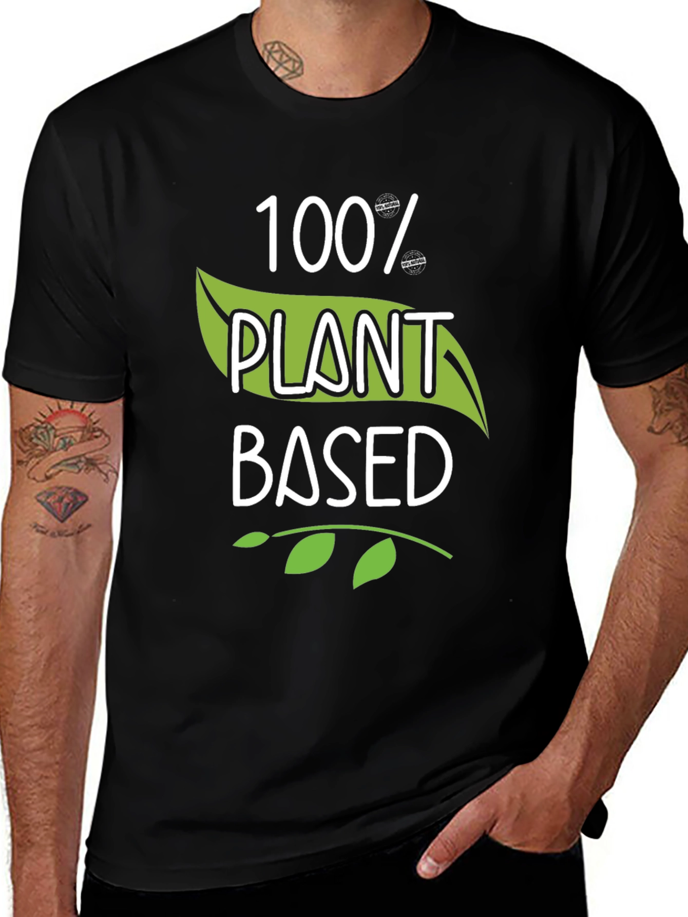 100% Plant Based Black T-Shirt Vegan Style