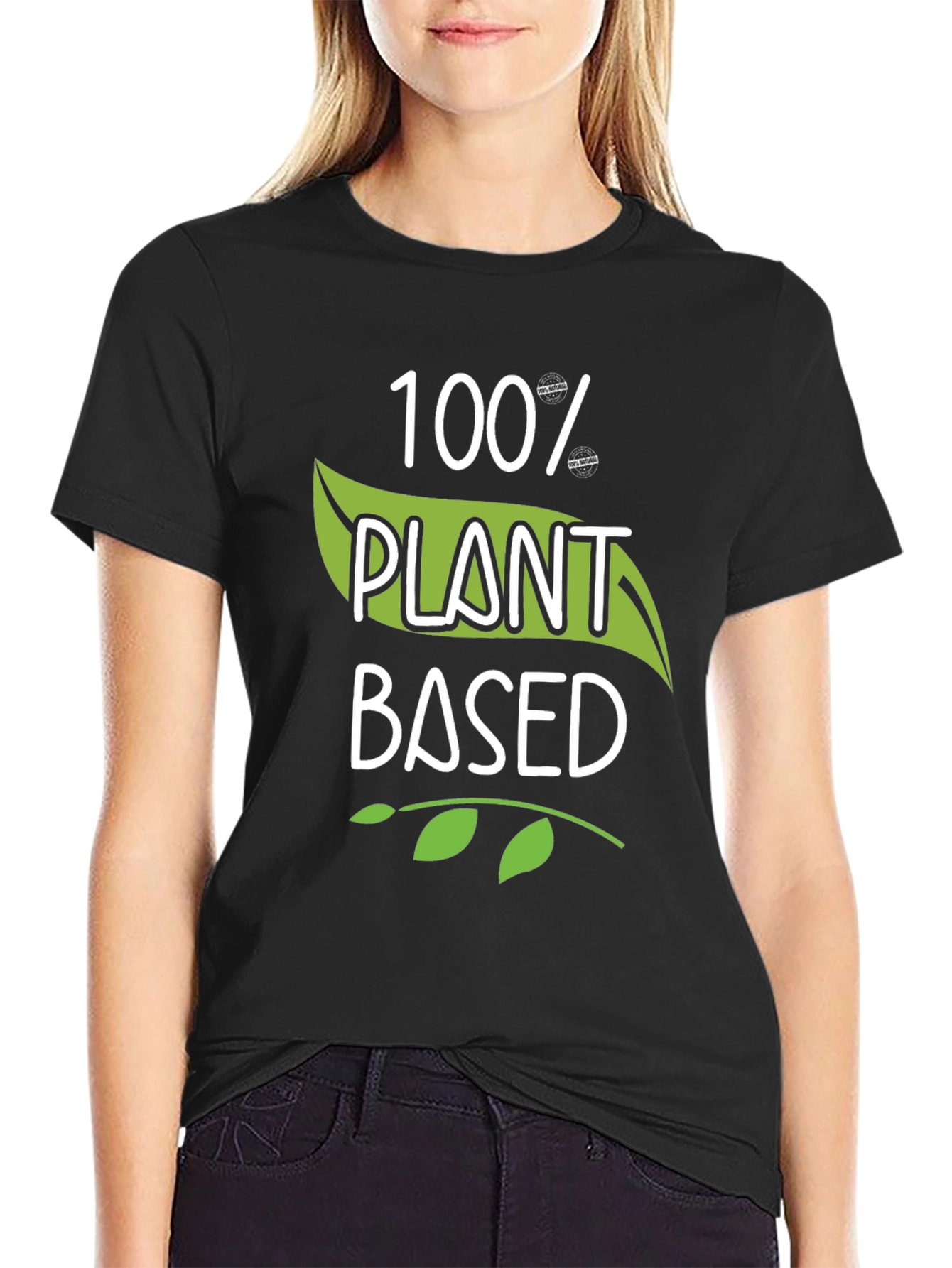 100% Plant Based Black T-Shirt Vegan Style
